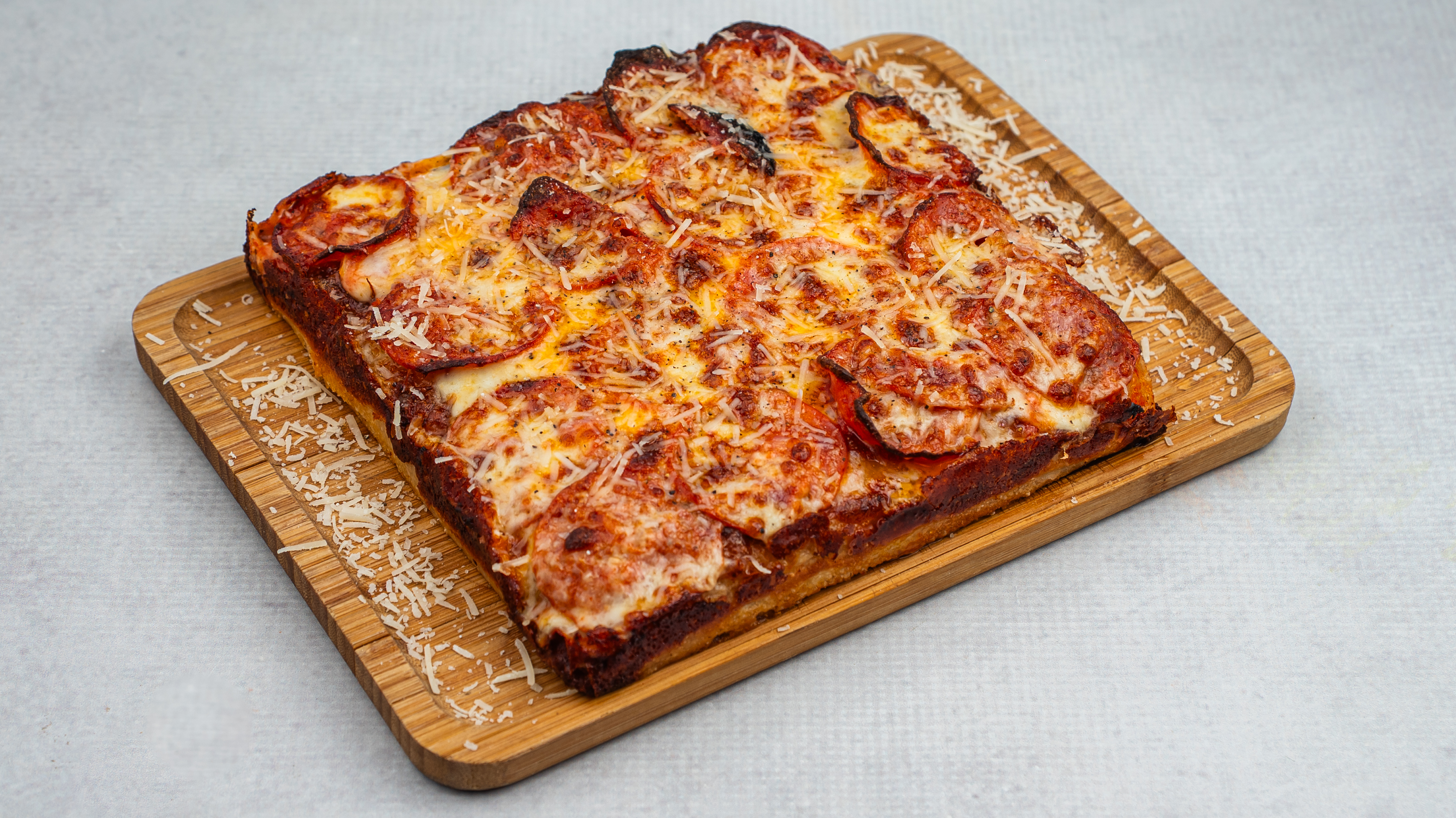 Pepperoni Detroit style